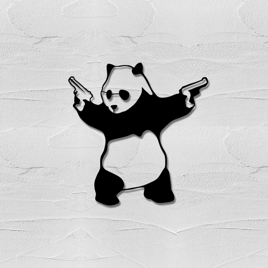 Banksy Style Panda With Guns Metal Wall Art Decor, Unique Handcrafted ...