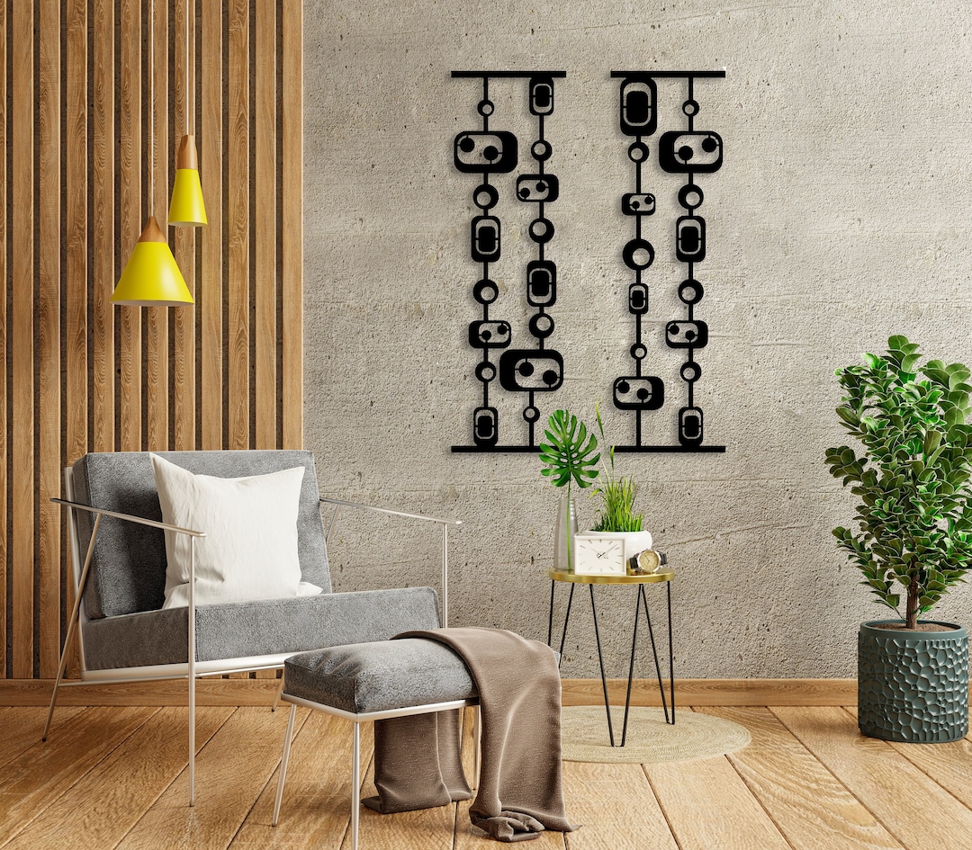 Mid Century Modern Wall Art Set Mid Century Metal Wall Decor Etsy UK
