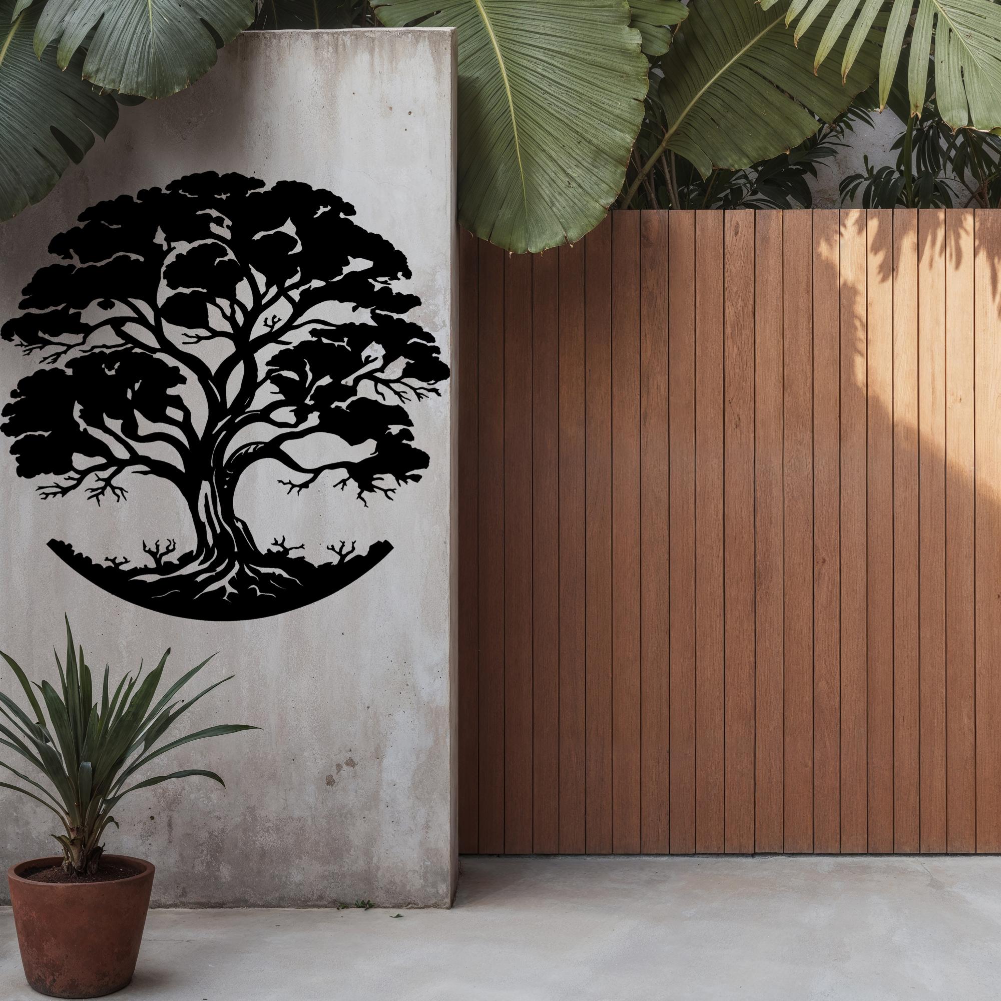 Oversized Angel Oak Tree Metal Wall Art, Metal Pine Tree Wall Decor ...