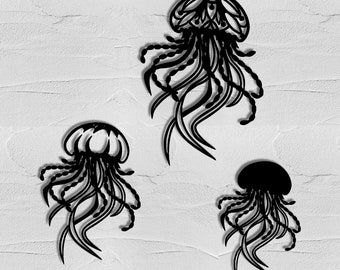 Metal Jellyfish Metal Wall Art, Wall Sculpture for Home Decor, Unique Coastal Art Piece, Beach House Statement Piece, Housewarming Gifts