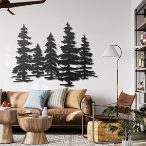 A Family of Pine Trees Metal Wall Art, Extra large Tree Decor, Outdoor ...