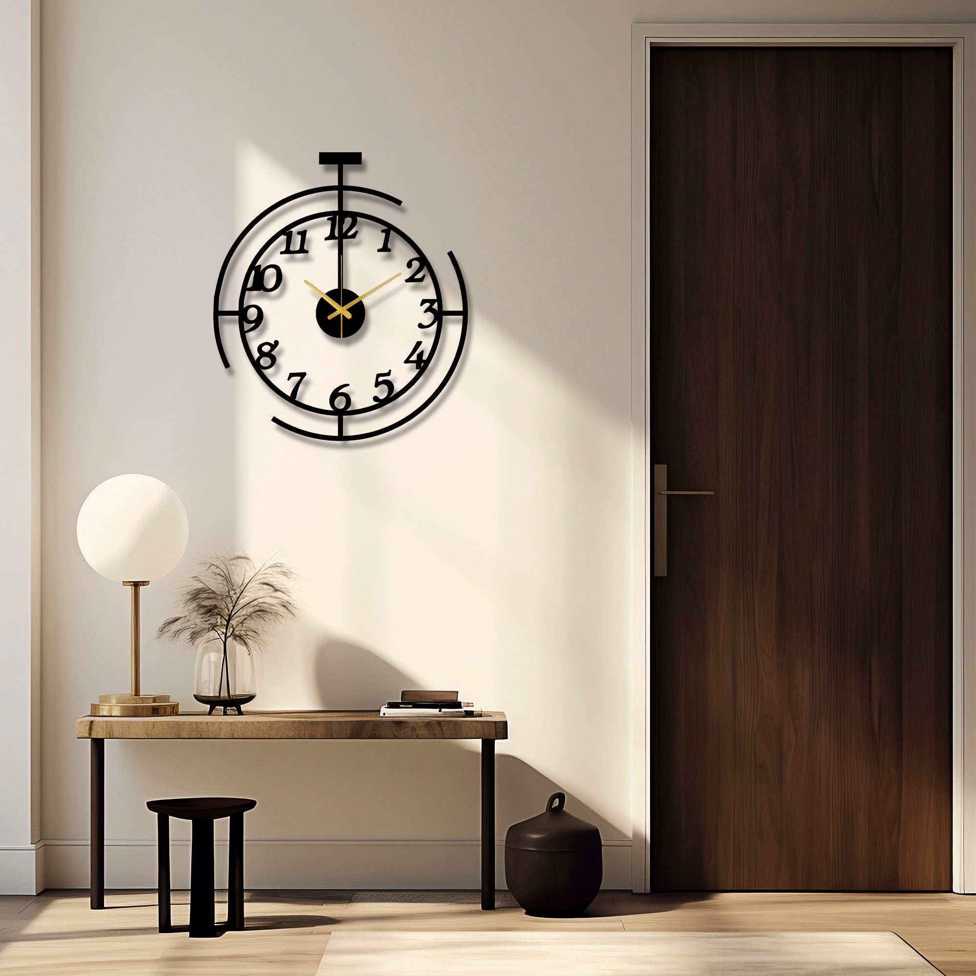 Modern Minimalist Design Large Metal Wall Clock, Silent Metal Wall ...