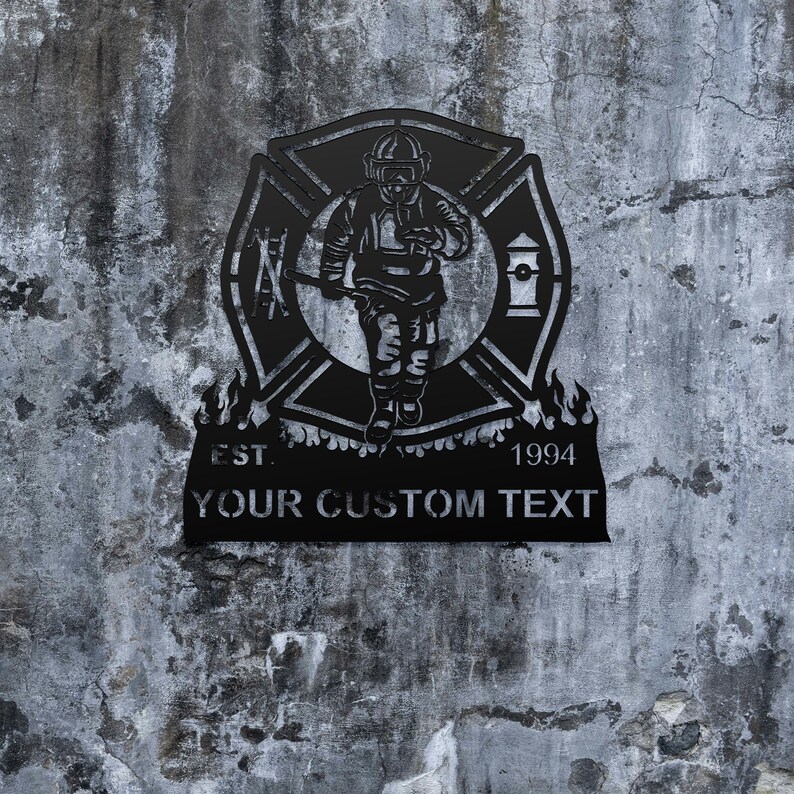 Personalized Firefighter Monogram Metal Sign, Fireman and Firewoman ...