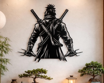 Samurai Metallwandkunst, japanischer Krieger-Dekor
