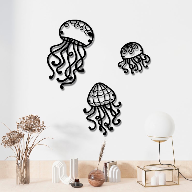 Large Jellyfish Metal Wall Art