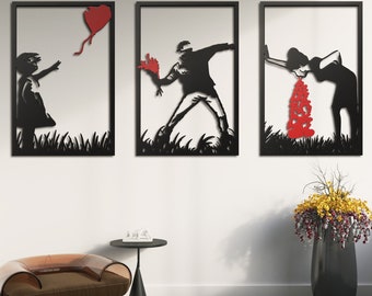 BANKSY, Arte da parete in metallo, Arte da parete Banksy, Arte da parete Bansky Decor per soggiorno, Idea regalo per amanti dell'arte, Regalo di inaugurazione della casa, Arredamento unico per la casa