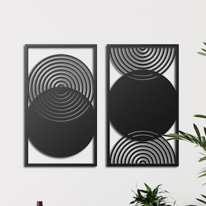 Bohemian Style Metal Wall Decor, Mid Century Modern Metal Wall Art for Lounge Room, Set of 2 Midcentury Modern Wall Decor for Bedroom