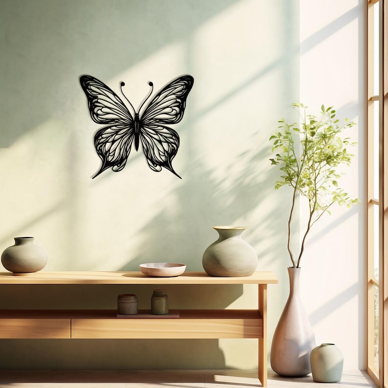 Large Butterfly Minimalist Line Art
