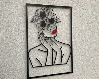 Minimalist Woman Line Art, Metal Wall Decor, Metal Wall Art, Home Wall Hangings, Geometric Wall Art, Home Art Decor