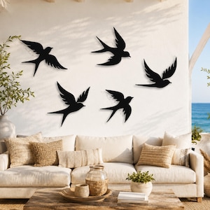 Birds Metal Wall Art, Flock of Birds Wall Art, Birds Set of 5, Bird ...