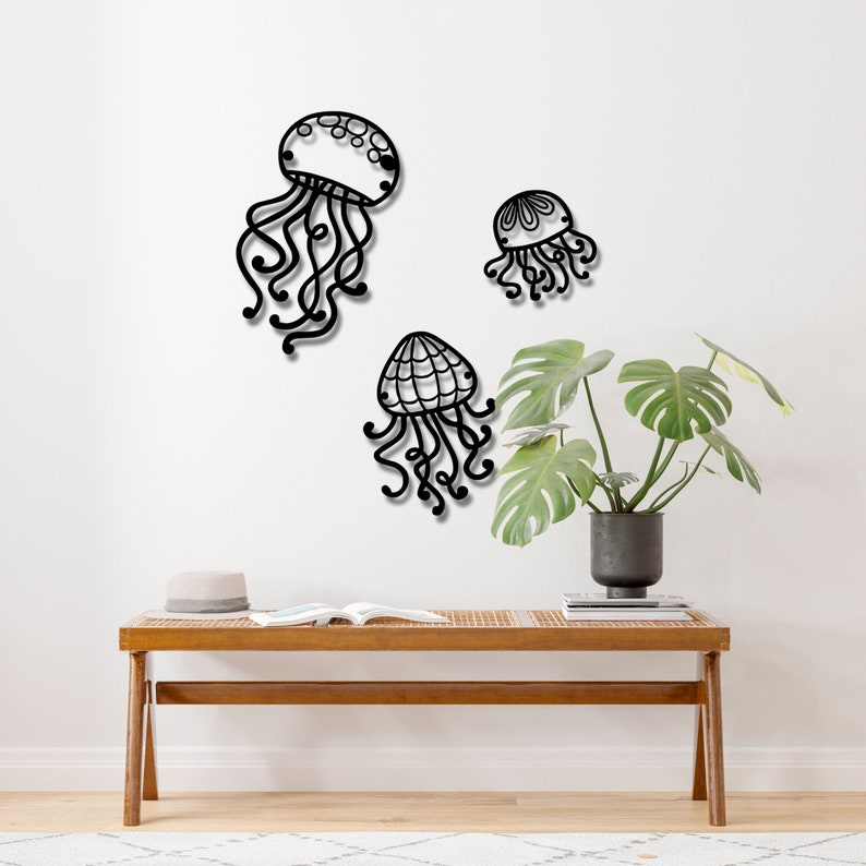 Large Jellyfish Metal Wall Art