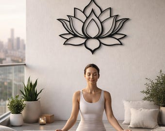 Lotus Flower Metal Wall Art, Yoga Art Decor, Housewarming Gift