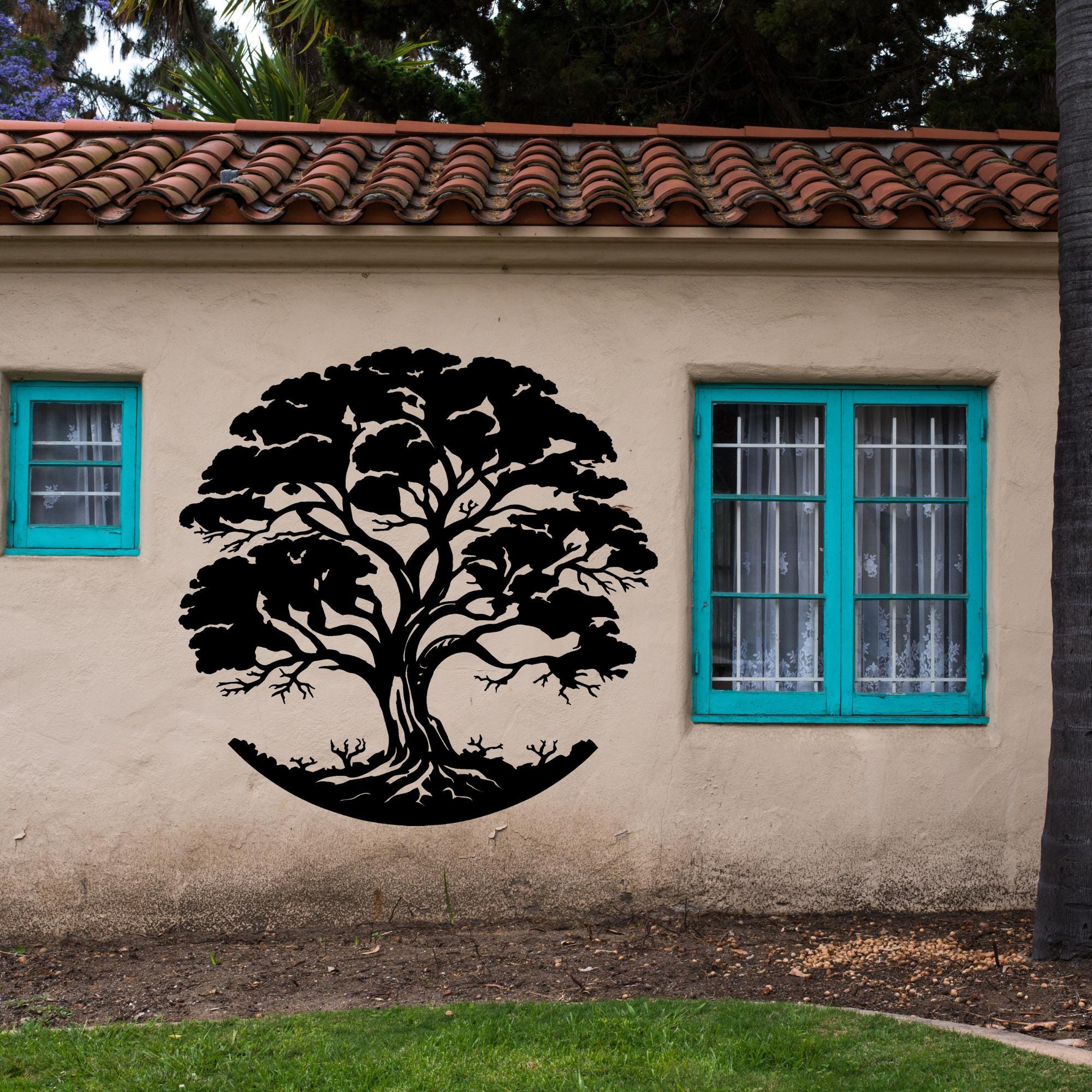 Oversized Angel Oak Tree Metal Wall Art, Metal Pine Tree Wall Decor ...