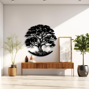 Oversized Angel Oak Tree Metal Wall Art, Metal Pine Tree Wall Decor ...