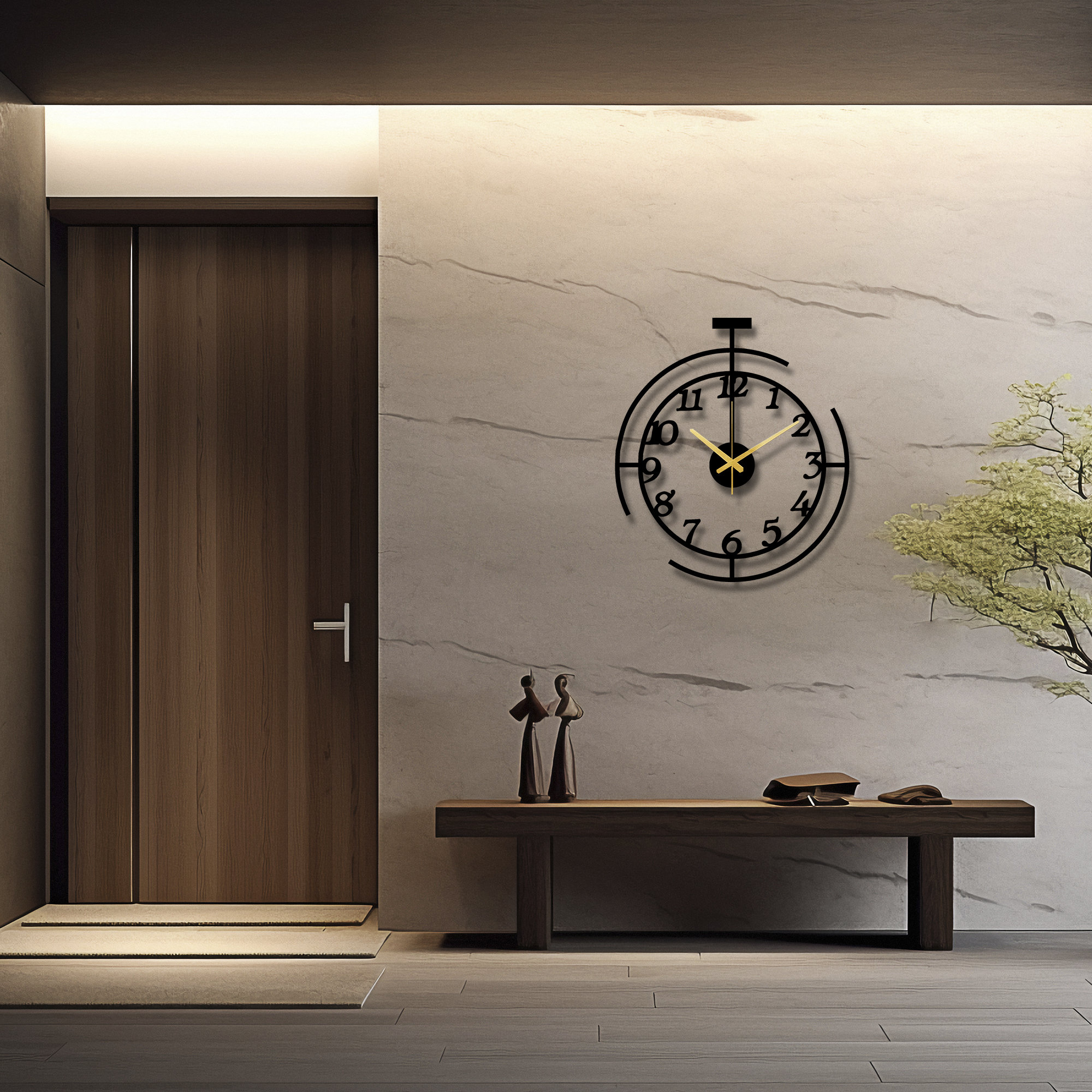 Modern Minimalist Design Large Metal Wall Clock, Silent Metal Wall ...