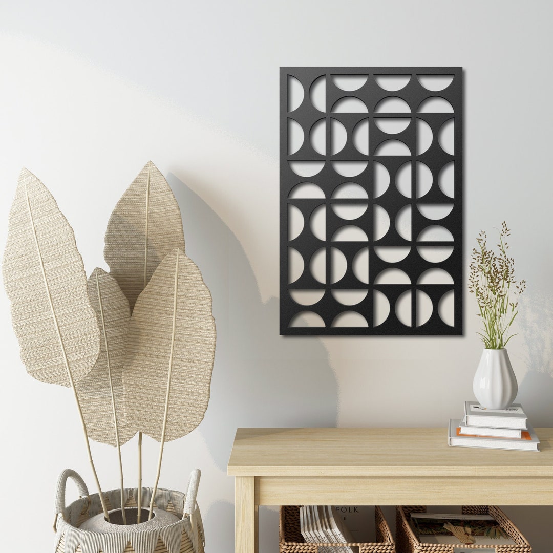 Geometric Outdoor Metal Wall Art, Midcentury Modern Wall Decor, Mid