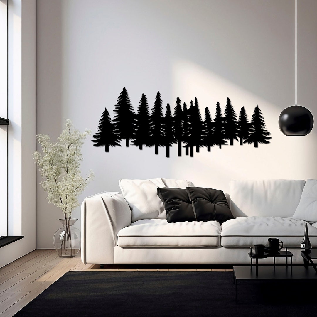 Forest Fir Tree Metal Wall Art, Black Spruce Tree Silhouette, Nature ...