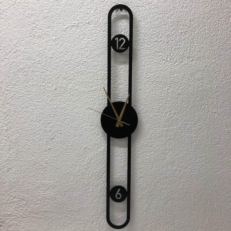 Geometric Long Metal Wall Clock