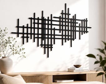 Modern Luxury Style Metal Wall Art, Black Metal Wall Decor, Geometric Wall Art, Abstract Wall Art, Bedroom Wall Decor, Metal Wall Sculpture