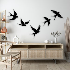 Birds Metal Wall Art, Flock of Birds Wall Art, Birds Set of 5, Bird ...