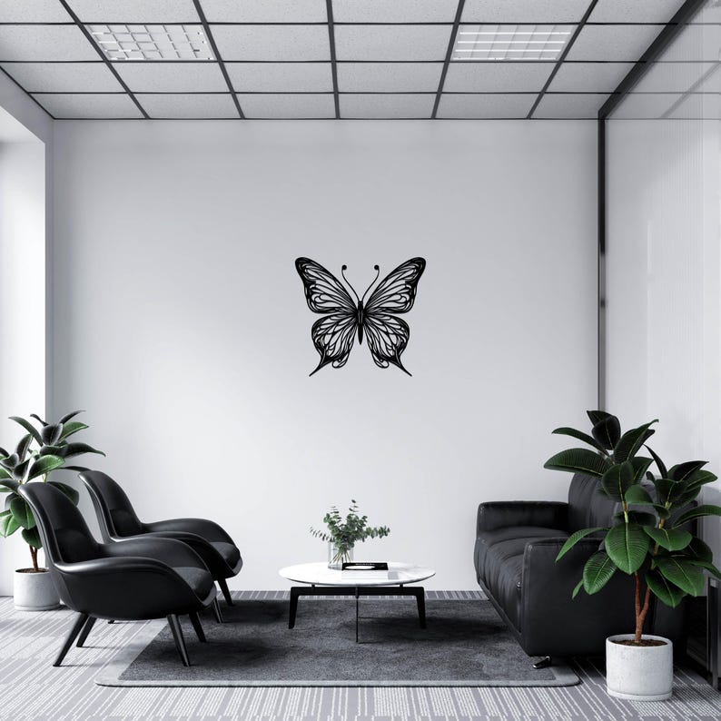 Large Butterfly Minimalist Line Art
