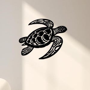 Art mural en métal tortue de mer, décoration murale animal océan, décoration de maison de plage nautique, art côtier maison moderne, enseigne en métal silhouette tortue