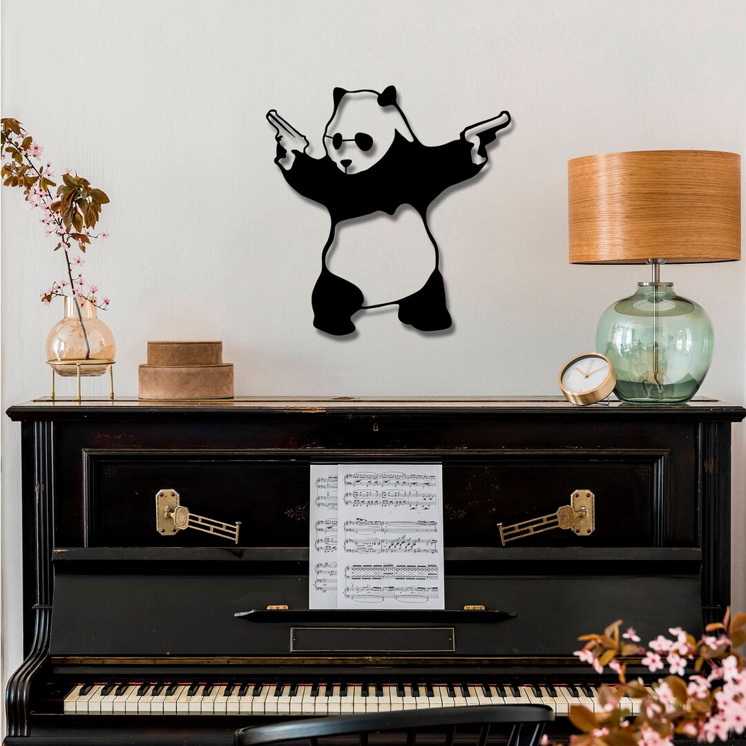 Banksy Style Panda With Guns Metal Wall Art Decor, Unique Handcrafted ...