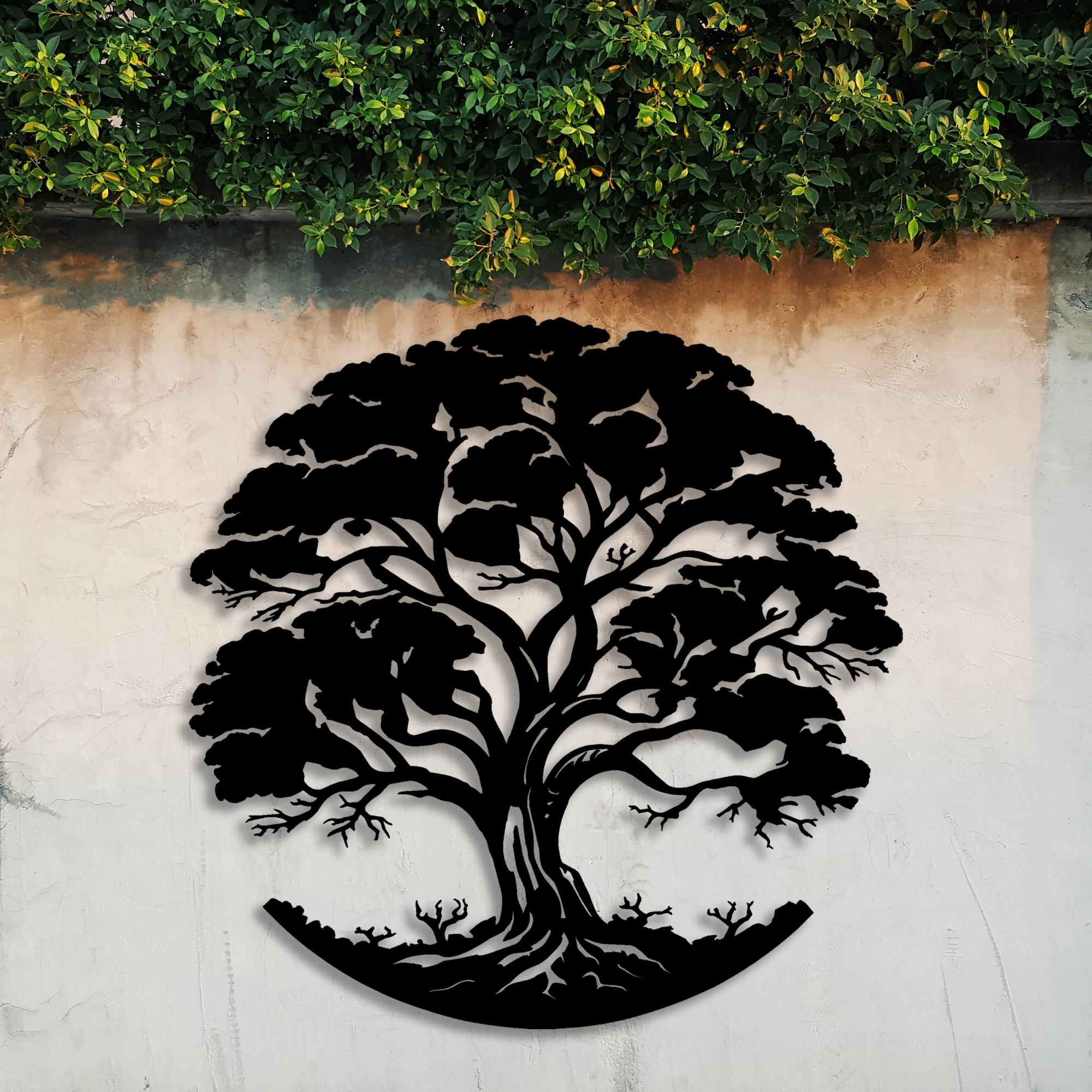 Oversized Angel Oak Tree Metal Wall Art, Metal Pine Tree Wall Decor ...