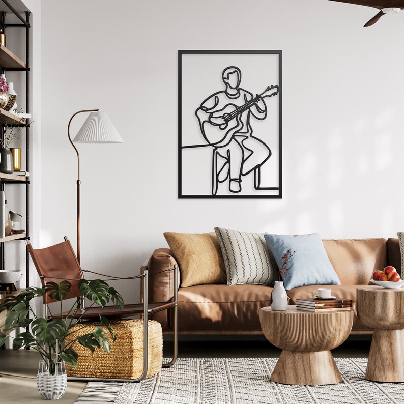 Guitar Player Metal Wall Art, Musician Gift for Music Decor, Acoustic