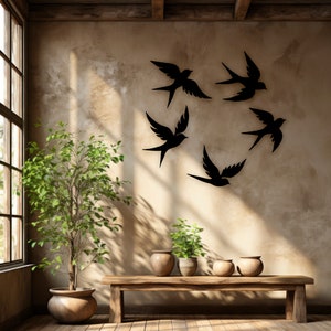Birds Metal Wall Art, Flock of Birds Wall Art, Birds Set of 5, Bird ...