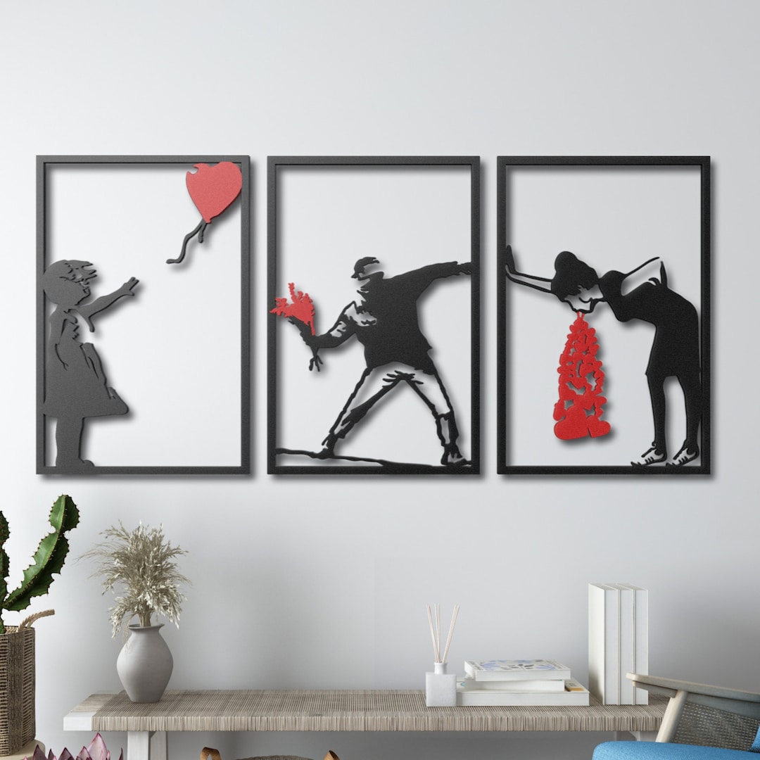 Banksy Wall Art, Metal Bansky Art, BANKSY Graffiti Art Etsy