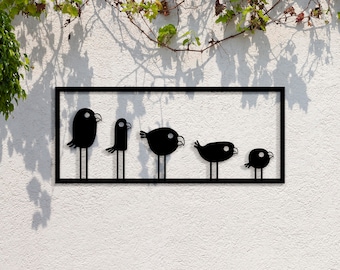 Minimalist Bird Family Metal Wall Art, Modern Black Birds Wall Decor, Cute Bird Silhouette Home Decor, Outdoor Indoor Metal Art, Christmas
