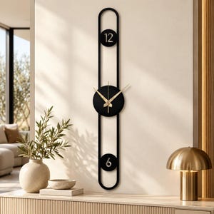 Minimalist Large Wall Clock, Geometric Long Metal Wall Clock, Unique Modern Wall Clock, Clocks for Wall, Wanduhr, Horloge Murale, Home Decor