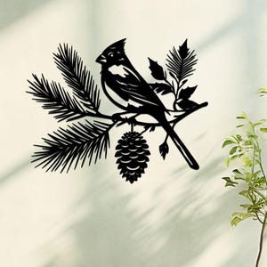 Kardinal auf Ast Metall Wanddekor, Vogel-Liebhaber-Geschenk, Metall Garten-Kunst, Metallbaum-Kunst, im Freien Garten-Dekor, Hütten-Wandverzierung