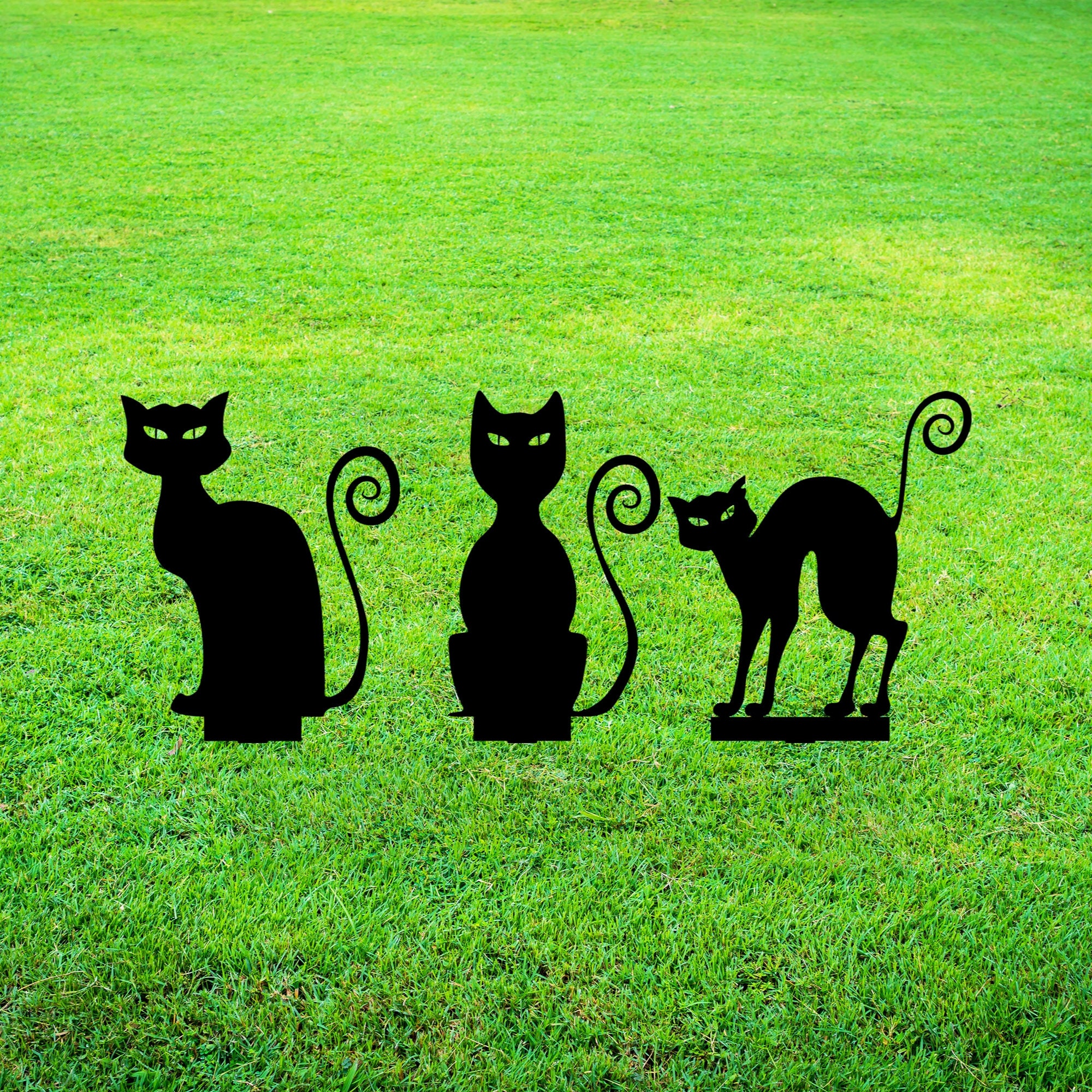 Black Cat Halloween Decorations, Spooky Cats Halloween Decor With Metal