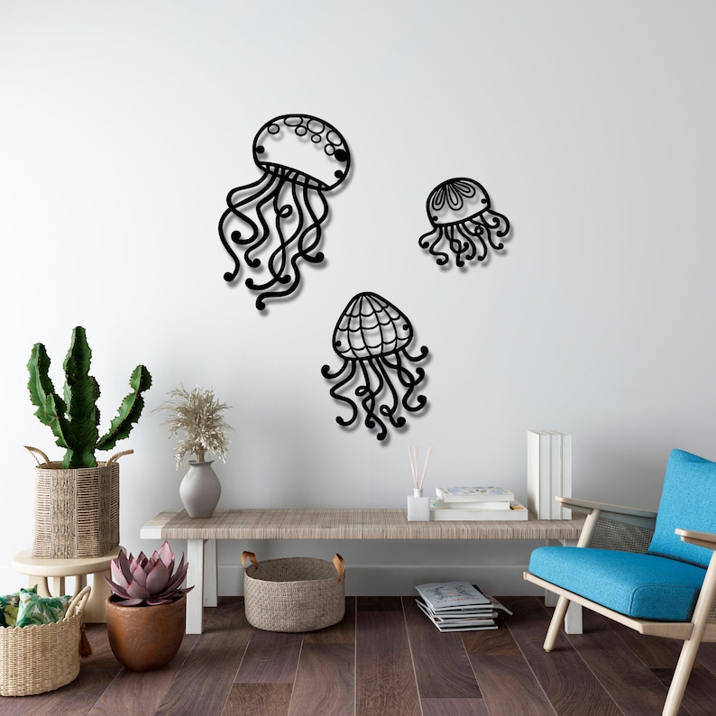 Large Jellyfish Metal Wall Art