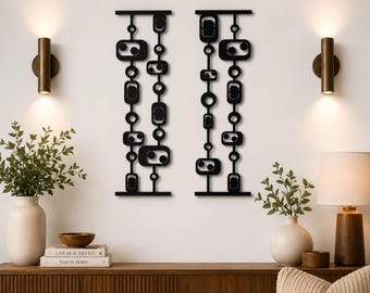 Mid Century Modern Metal Wall Art, Set of 2 MCM Decor, Steel Home Decoration