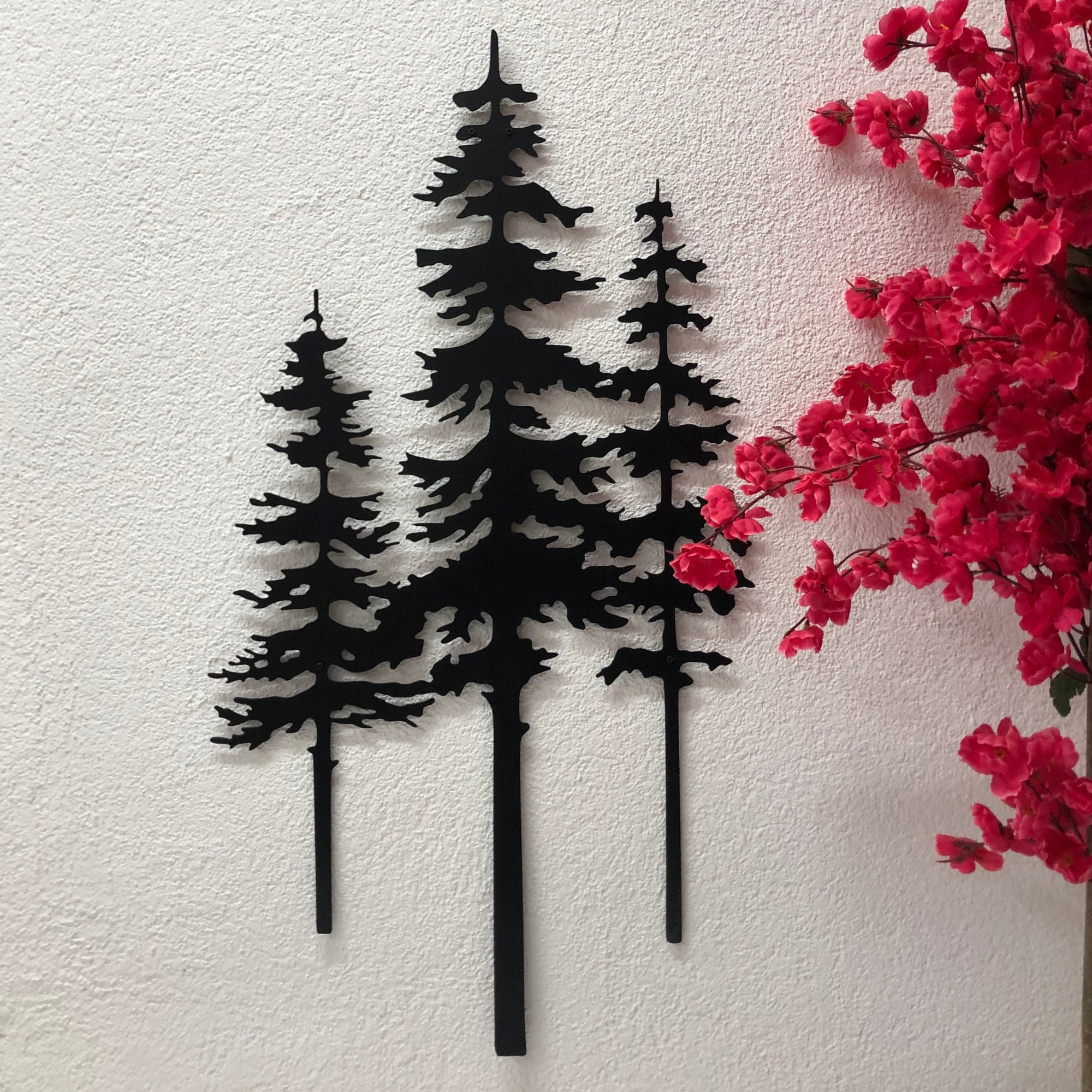 Pine Trees Nature Inspired Decor, Christmas Tree Metal Wall Art, Tree ...