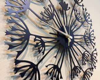 Oversized Dandelion Metal Wall Clock, Modern Large Unusual Art