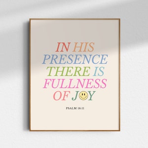 In His Presence There Is Fullness of Joy DIGITAL PRINT - Modern Christian Wall Art - Minimalist Christian Wall Decor - Minimalist Wall Print