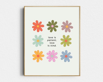 Love Is Patient Print – Aesthetic Christian Floral Wall Art (Digital Download)