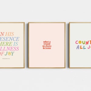 Bestseller Bundle - Pack of 3 - DIGITAL PRINTS - Christian Printable gallery wall - What A Friend - In His presence - Count It All Joy print
