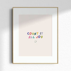 Count It All Joy DIGITAL PRINT - Modern Christian Wall Art - Aesthetic Christian Digital Print - Minimalist Wall Print