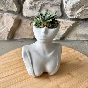 Graffiti Planter / Female Form Statue / Woman Body Planter / Cement Bust Vase / Concrete Succulent Planter / Female Torso Sculpture Planter