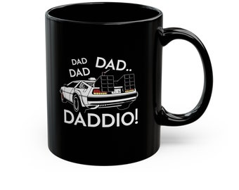 Taza retro de papá, inspirada en Regreso al futuro, Taza para papás, Papá, Regalo del Día del Padre, Retro, Años 80, DeLorean - Taza negra