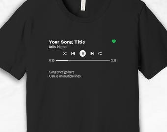 Camiseta con letras de canciones personalizadas: Camiseta musical personalizada