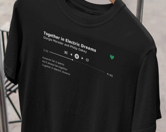 Gepersonaliseerde songteksten Unisex Softstyle T-shirt - Ontwerp van de muziekspeler, aangepast met de titel van uw favoriete nummer, artiest, songteksten, tijden