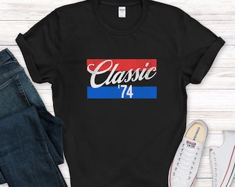 Klassiek T-shirt '74: cadeau voor 50e verjaardag, vintage stijl