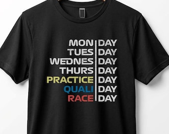 Formula 1 Race Week Schedule T-Shirt: Distressed Motorsport Graphic