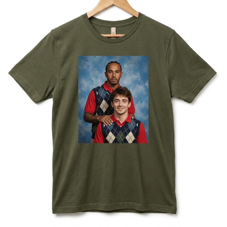 Lewis & Charles Awkward 1990s School Photo T-Shirt, Vintage Yearbook Style Formula Racing Fan Tee image 14
